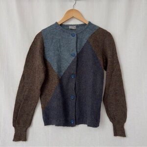 Vintage | Made in Italy | Mohair Blend Colorblock Cardigan Sweater |EU 46